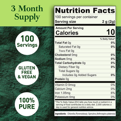 Good Natured Organic Spirulina & Chlorella 50/50 Powder – 3 Month Supply | Vegan & Non-GMO