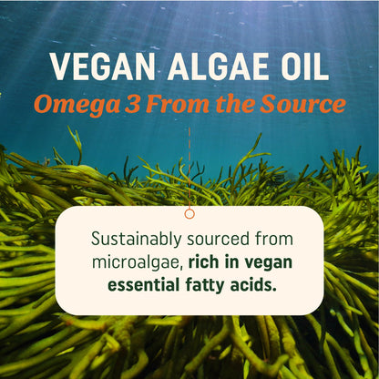 Vegan Omega-3 Algae Oil – Plant-Based DHA & EPA, Sustainably Sourced, 120 Softgels