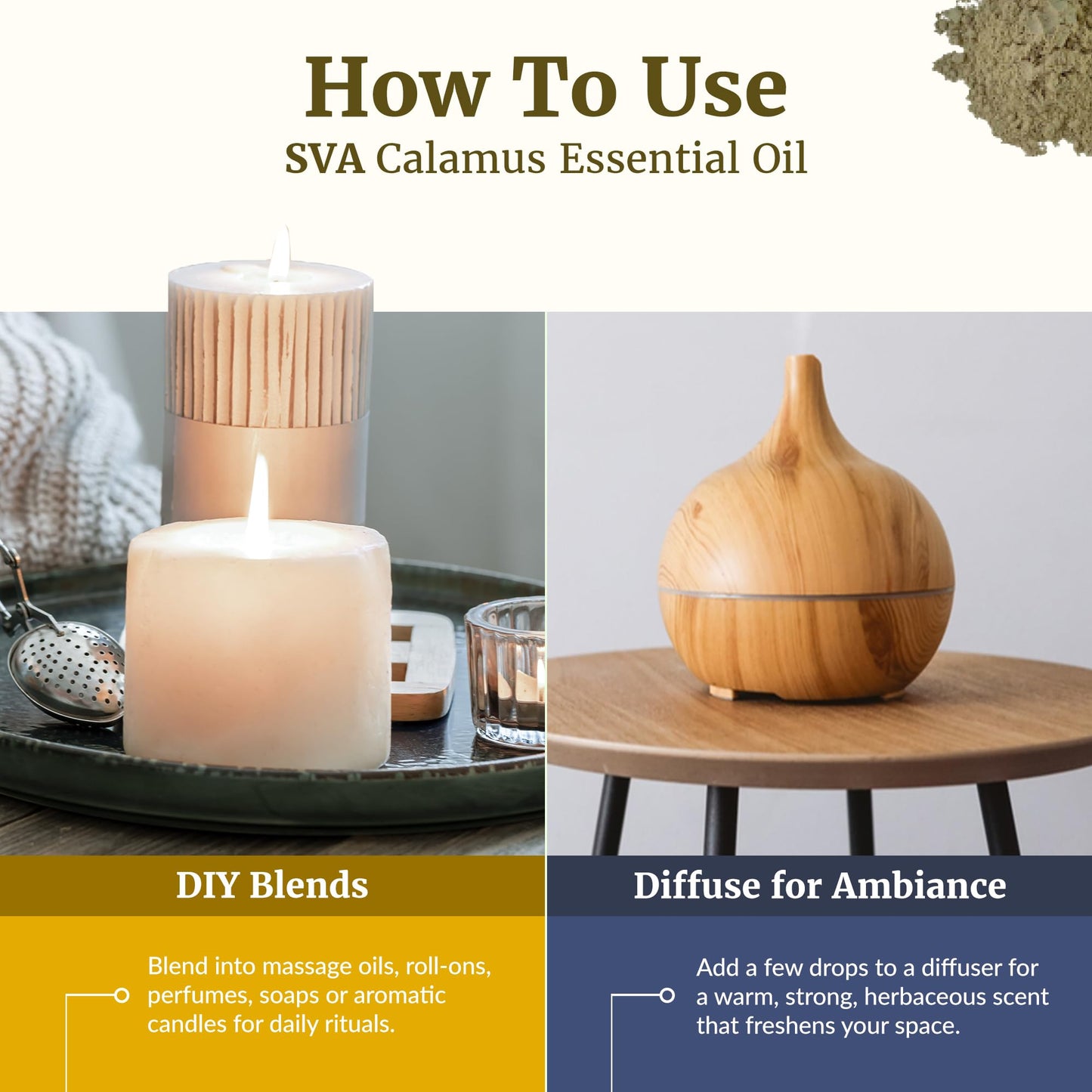 SVA Calamus Essential Oil – 1 Fl Oz | 100% Natural Calamus for Diffuser, Hair & Skin