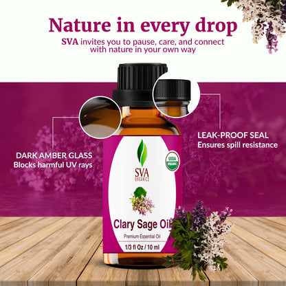 SVA Clary Sage Organic Essential Oil 10ml | 100% Natural