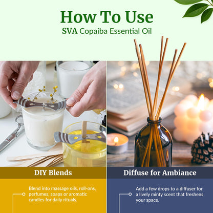 SVA Copaiba Essential Oil – 4oz | 100% Natural Copaiba Oil for Diffuser, Skin & Hair