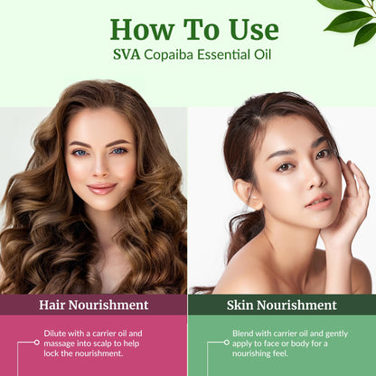 SVA Copaiba Essential Oil – 4oz | 100% Natural Copaiba Oil for Diffuser, Skin & Hair