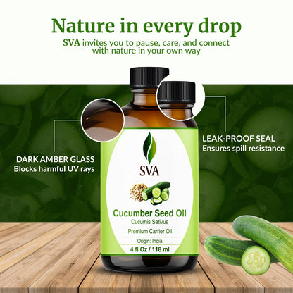 SVA Cucumber Seed Oil 4oz – 100% Natural Cold-Pressed Carrier Oil with Dropper