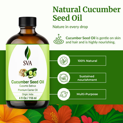 SVA Cucumber Seed Oil 4oz – 100% Natural Cold-Pressed Carrier Oil with Dropper