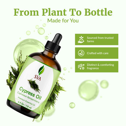 SVA Cypress Essential Oil 4oz - 100% Natural Cypress Oil