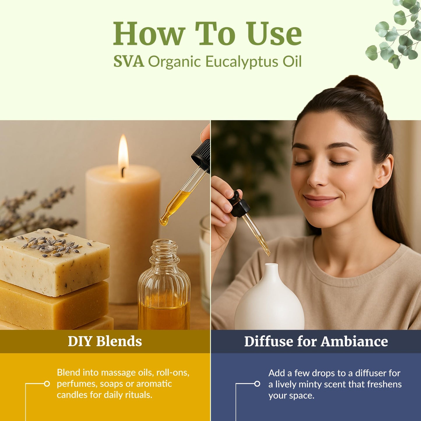 SVA Eucalyptus Essential Oil Organic – 4 oz | 100% Natural | Diffuser & Aromatherapy