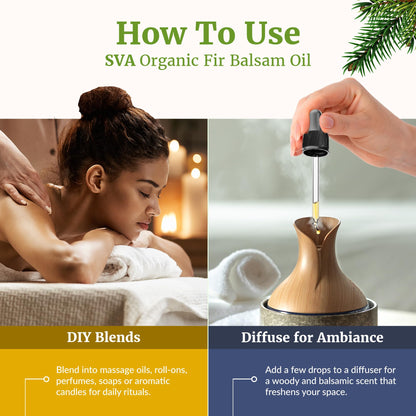 SVA Fir Balsam Essential Oil Organic – 4 oz (With Dropper) | 100% Natural Fir Oil