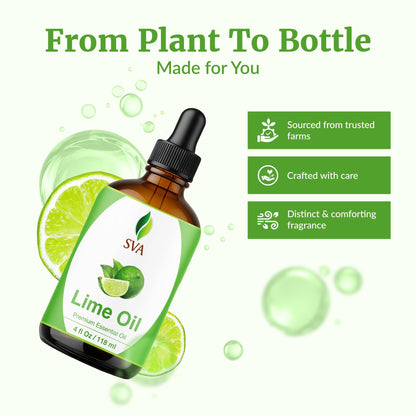SVA Lime Essential Oil – 4 Oz, 100% Natural with Dropper | Diffuser, Skin & Hair Care