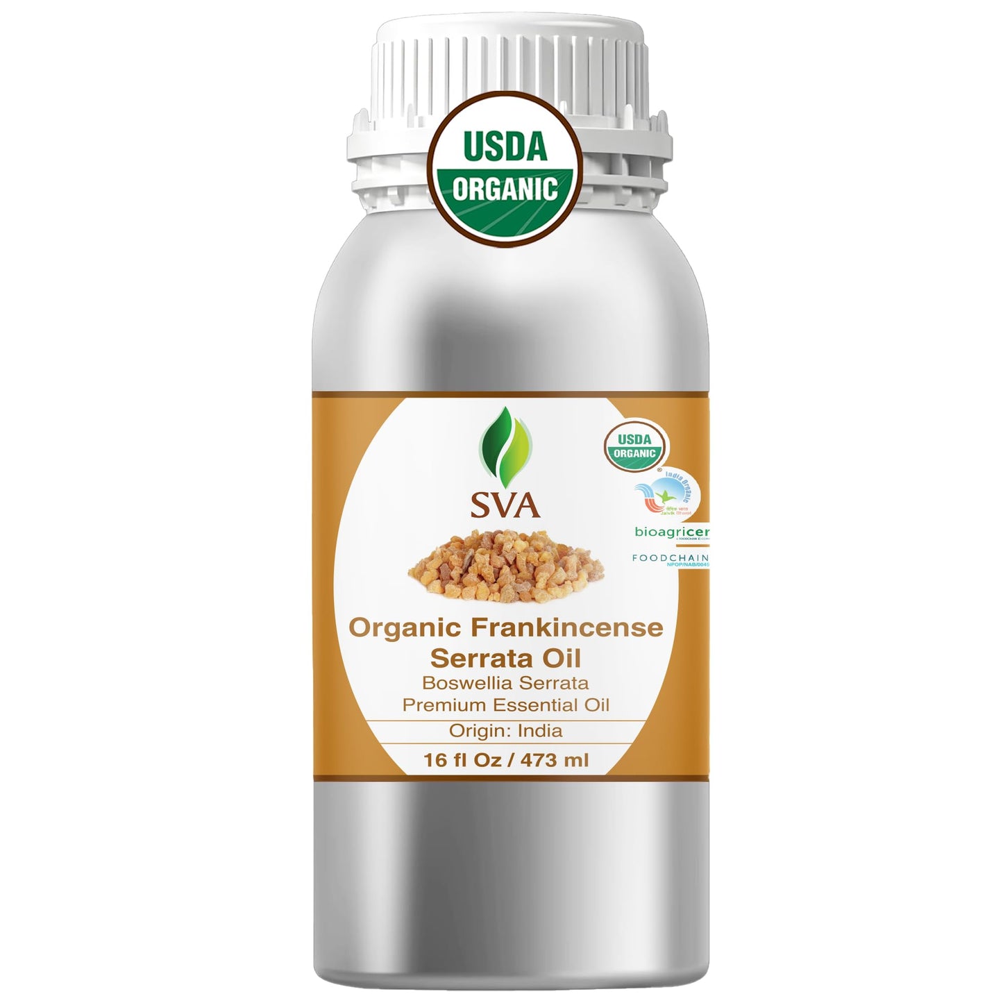 SVA Organic Frankincense Essential Oil – 16 oz – Pure Boswellia Serrata – Diffuser, Skin, Hair & Aromatherapy