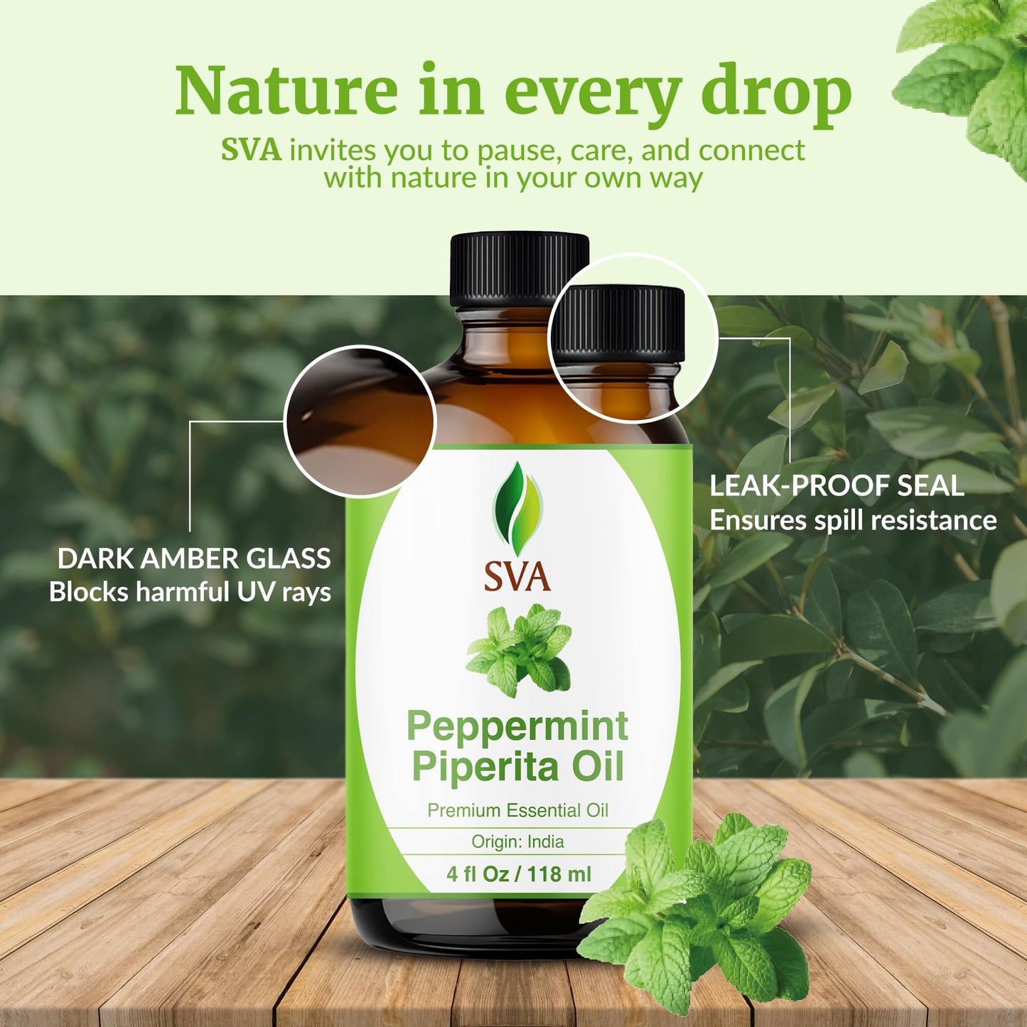 SVA Peppermint Piperita Essential Oil – 4oz – 100% Natural | Aromatherapy & Skin Care