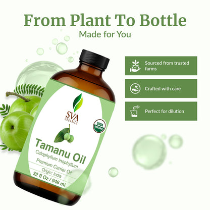 SVA Tamanu Seed Oil Organic - 32oz Cold-Pressed Carrier Oil