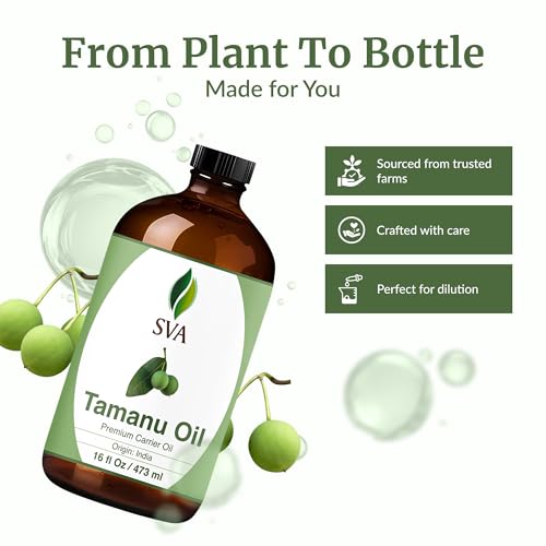 SVA Tamanu Seed Oil - 16 Oz | 100% Natural Cold-Pressed Tamanu Oil for Face, Skin, Hair & Body Care – Carrier Oil