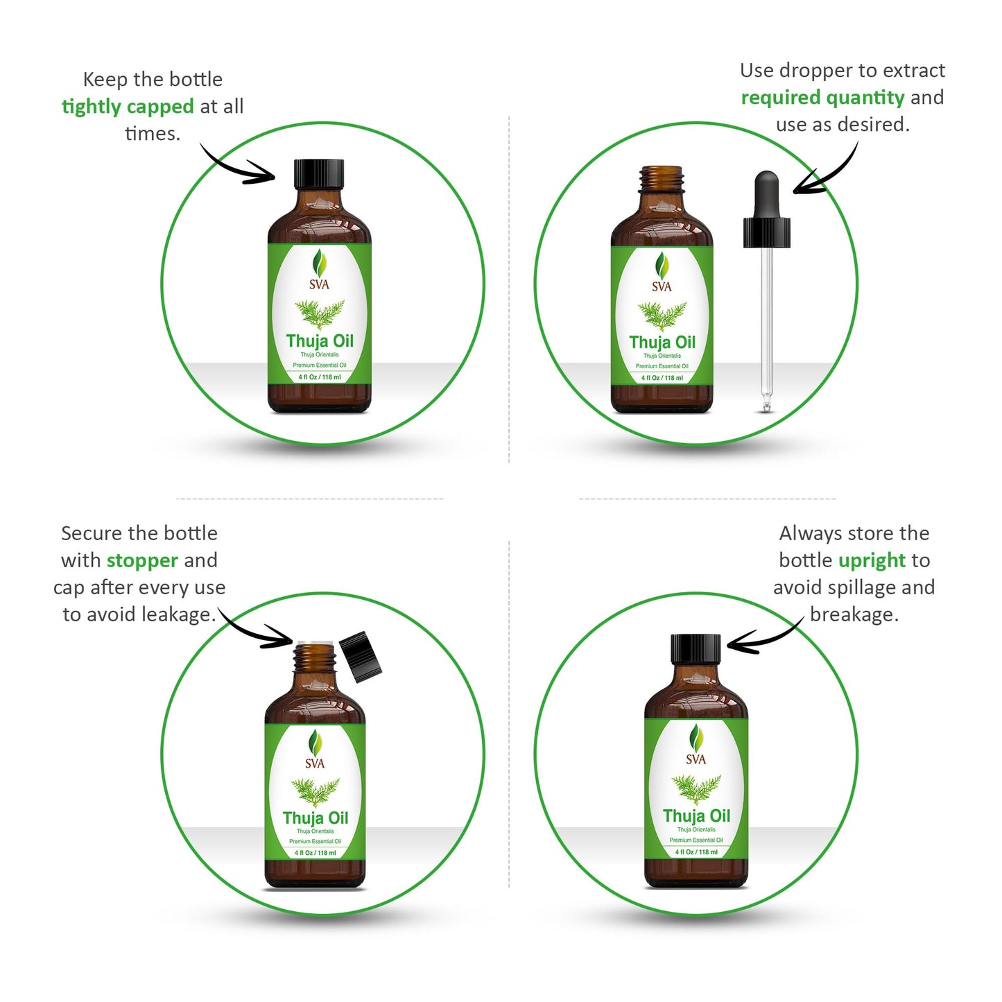 SVA Thuja Essential Oil – 4 Oz | 100% Natural Thuja Oil for Diffuser, Skin & Hair