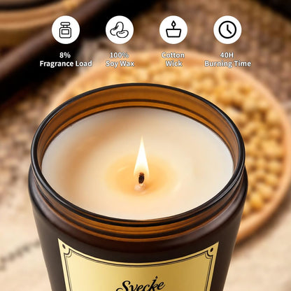 SVECKE Coconut Vanilla Scented Candles - 7oz Soy Wax Jar, Long-Lasting Aromatherapy