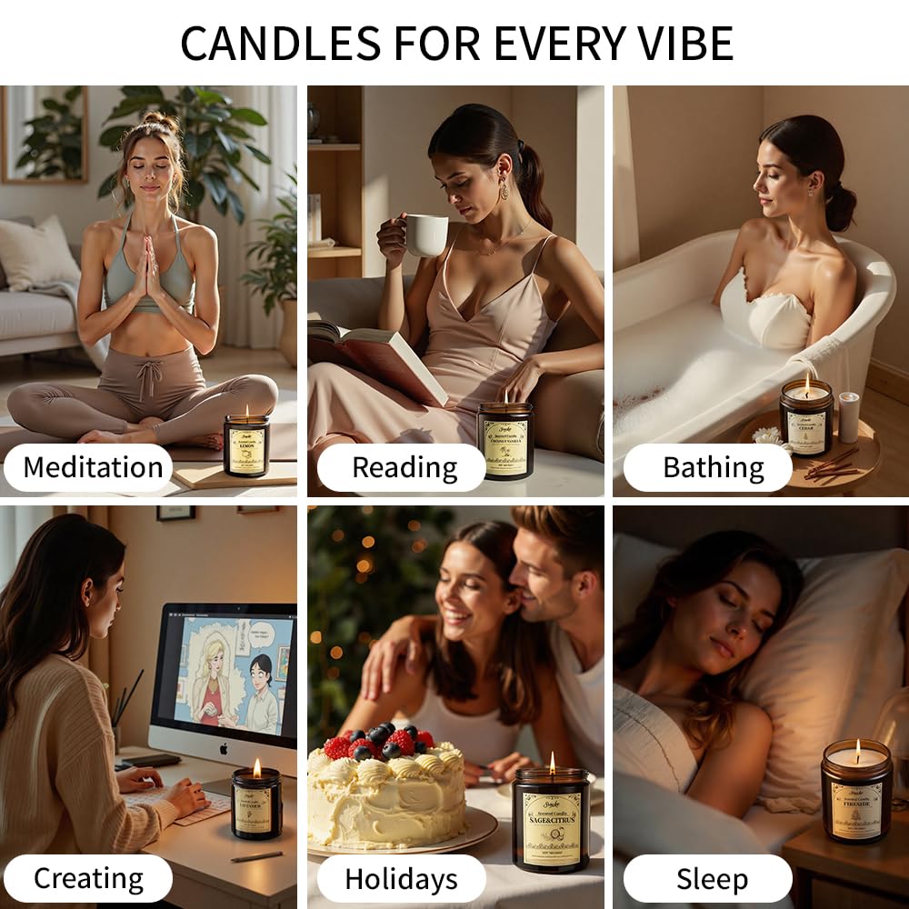 SVECKE Coconut Vanilla Scented Candles - 7oz Soy Wax Jar, Long-Lasting Aromatherapy
