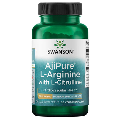 Swanson Ajipure L-Arginine with L-Citrulline – 60 Veg Capsules