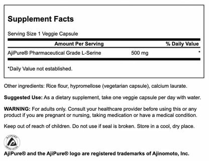 Swanson Ajipure L-Serine – Brain Health & Nervous System Support – 60 Veggie Capsules, 500mg Each (3 Pack)