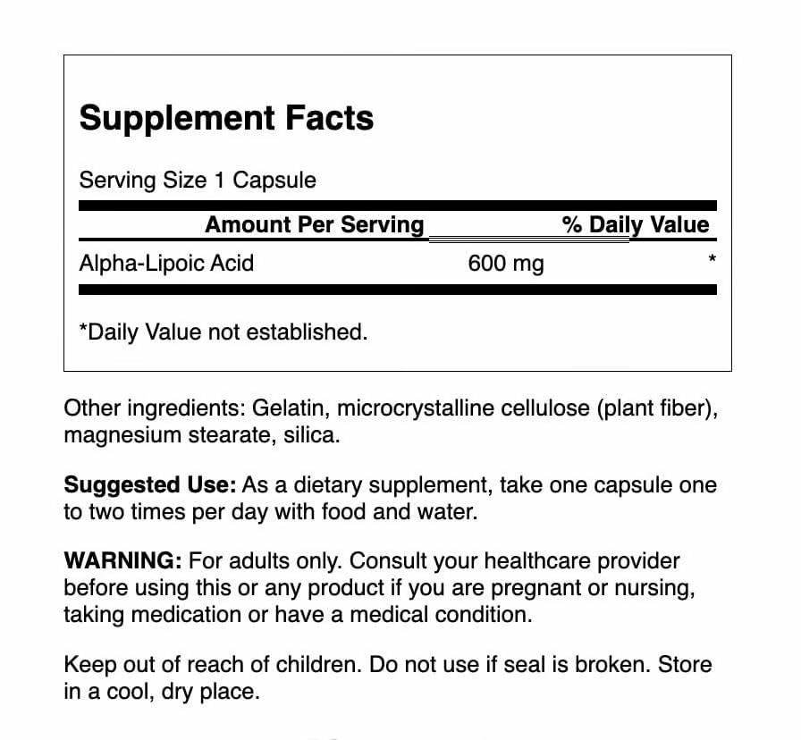 Swanson Alpha Lipoic Acid - 600 mg per Capsule (60 Capsule) - 3 Pack | Natural Blood Pressure Support & Carbohydrate Metabolism