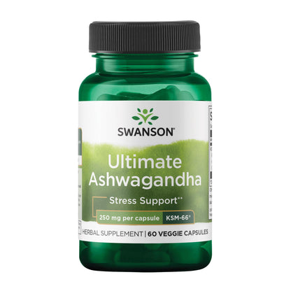 Swanson Ashwagandha KSM-66 – Stress Support & Relaxation (60 Veggie Caps, 250 mg)