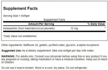 Swanson Maximum Strength Astaxanthin 12 mg - 30 Sgels | Antioxidant Support