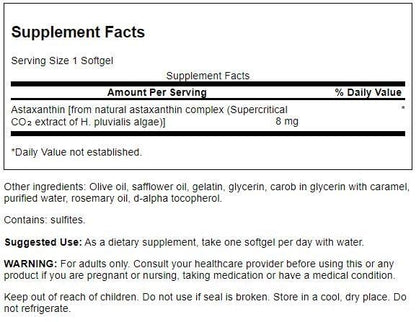Swanson High Potency Astaxanthin 8 mg 30 Sgels | Antioxidant Supplement