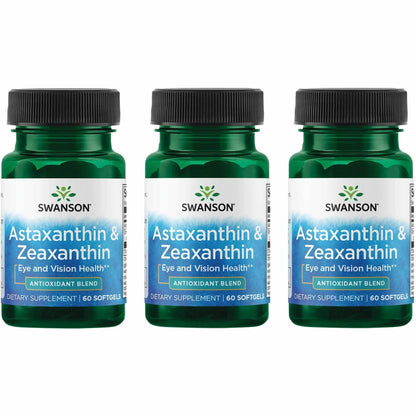 Swanson Astaxanthin & Zeaxanthin Eye Health - Vision & Skin Support (60 Softgels, 3-Pack)