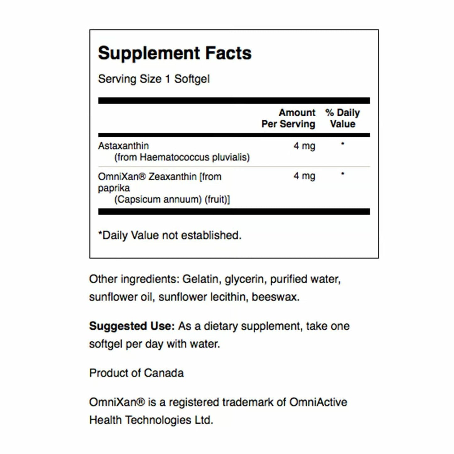 Swanson Astaxanthin & Zeaxanthin Eye Health – 60 Softgels