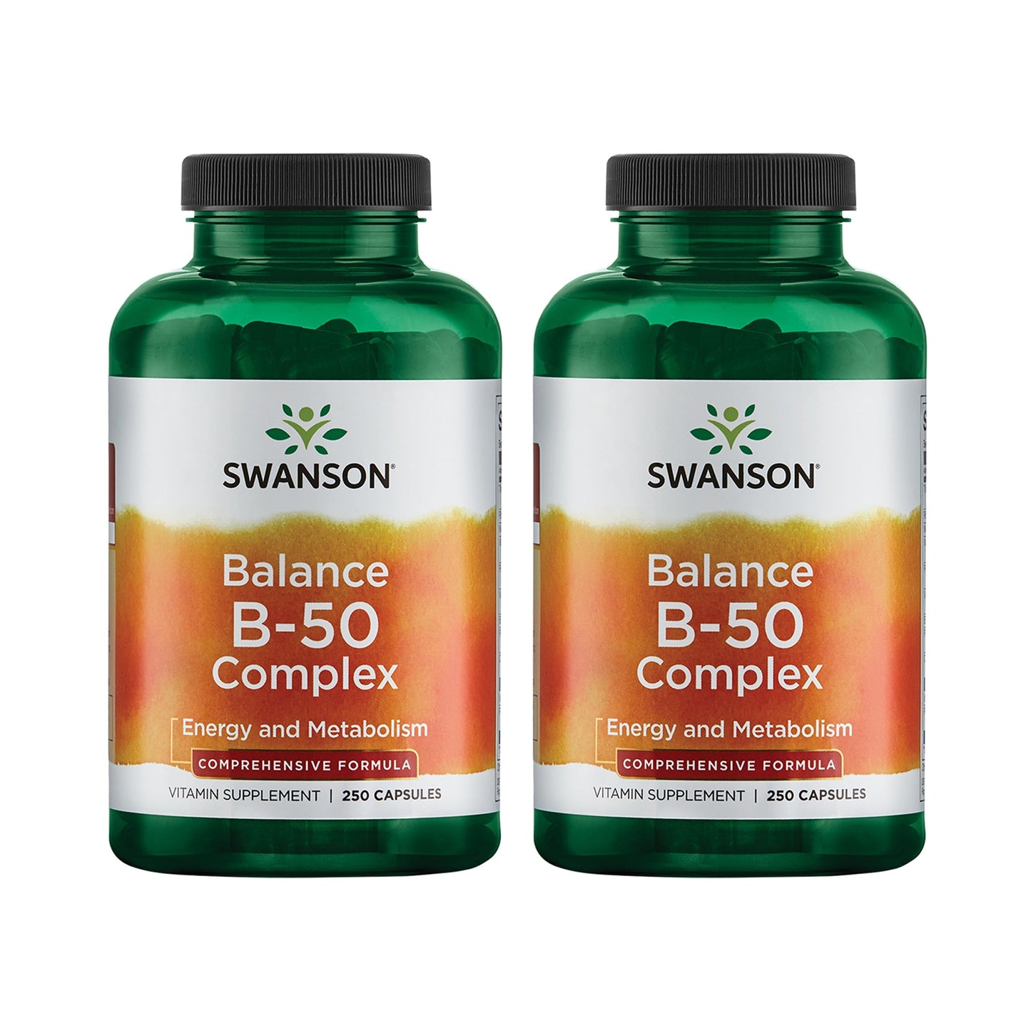 Swanson B-50 B-Complex – High Potency B Vitamins, 250 Caps (2 Pack)