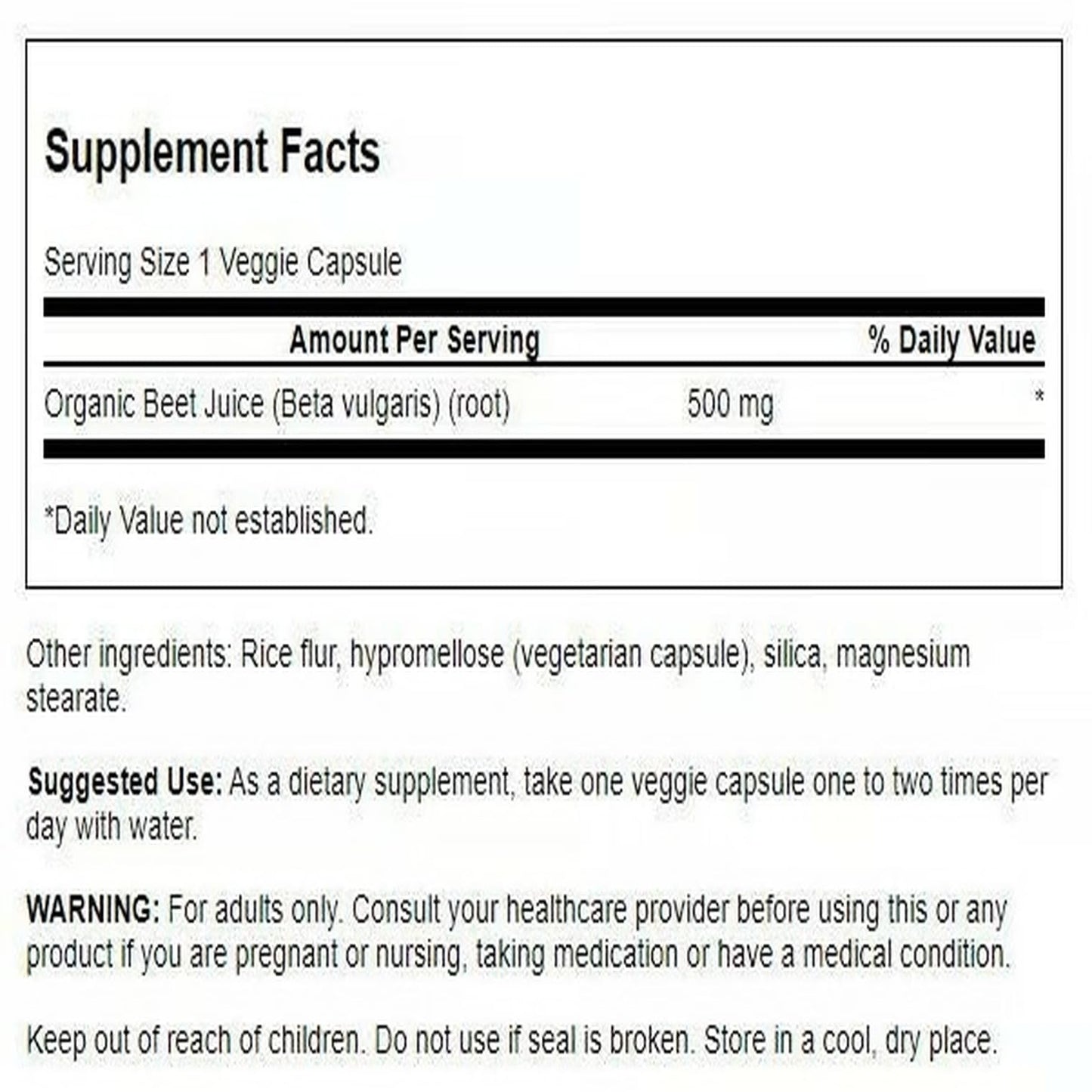 Swanson Organic Beet Juice Freeze Dried 500 mg – 60 Veg Capsules (2 Pack)