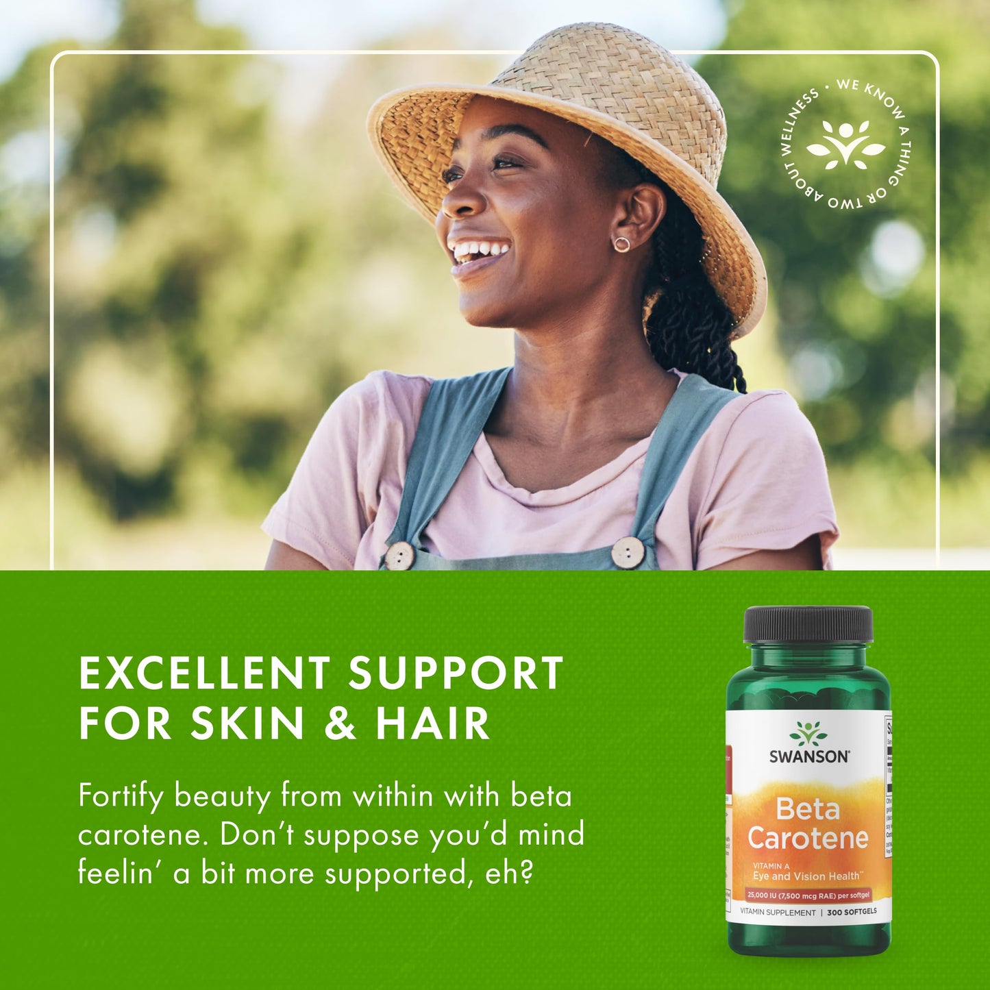 Swanson Beta-Carotene Vitamin A 25000 IU - 300 Softgels (3 Pack) | Eye, Skin & Immune Support