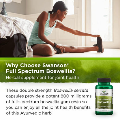 Swanson Double Strength Boswellia – Joint Support Supplement (60 Capsules, 800mg Each) – 3 Pack