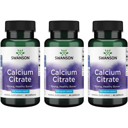 Swanson Calcium Citrate 200 mg 60 Caps (3 Pack)