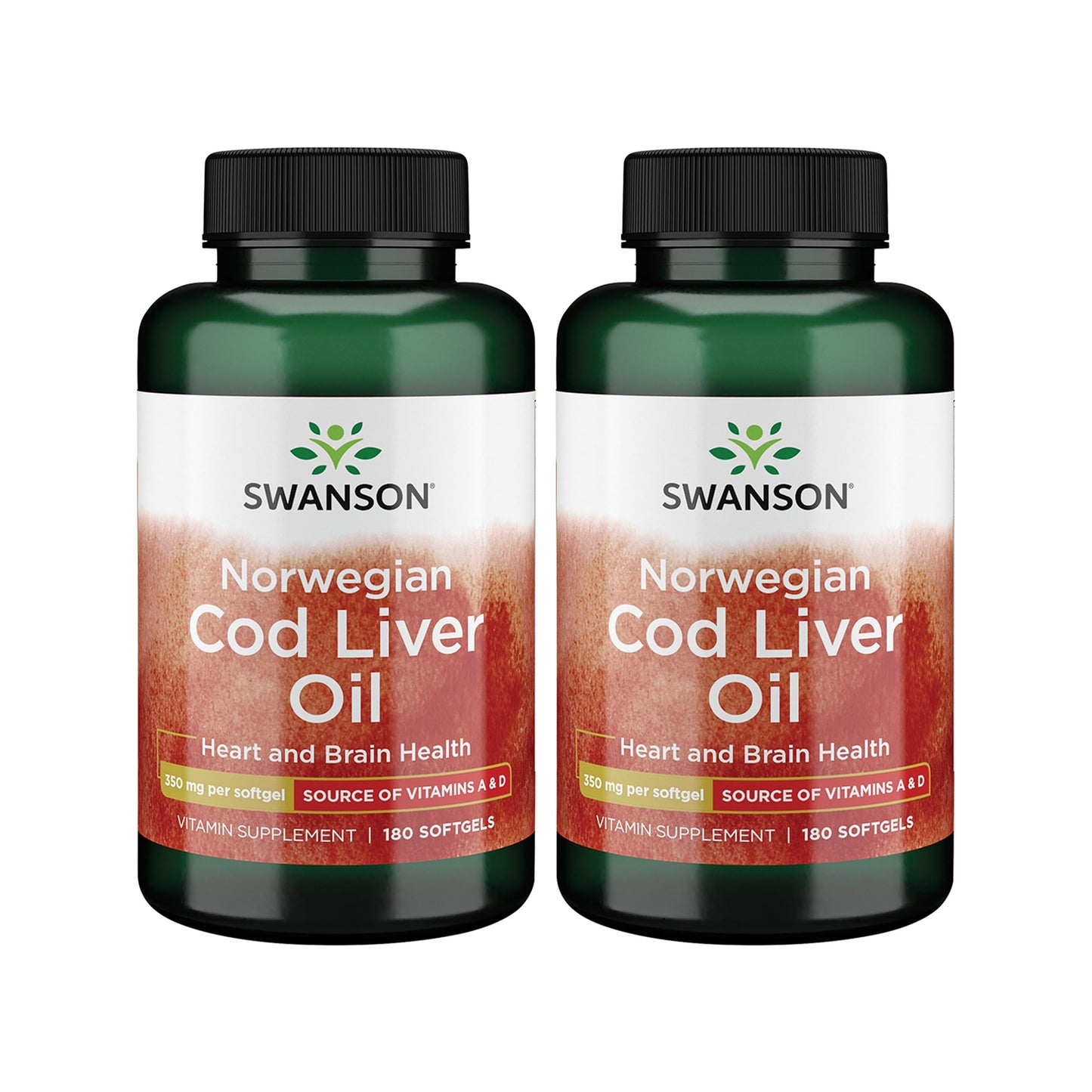 Swanson Cod Liver Oil 180 Softgels, 350mg | Bone, Skin, Vision & Immune Support