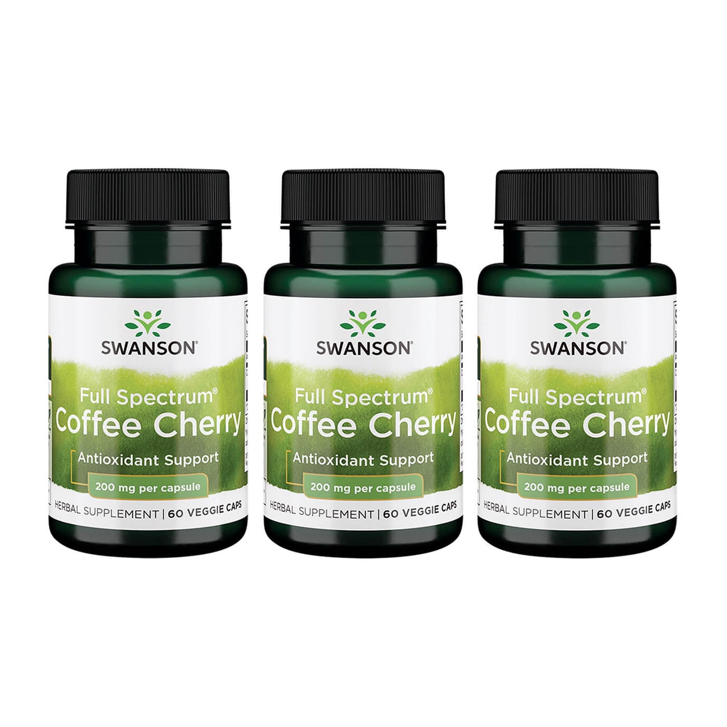 Swanson Full-Spectrum Coffee Cherry-Herbal Supplement – Immune Support, 200 mg, 60 Veggie Capsules, 3 Pack