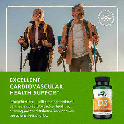 Swanson Vitamin D3 250 Softgels (3 Pack) – Bone Health & Immune Support
