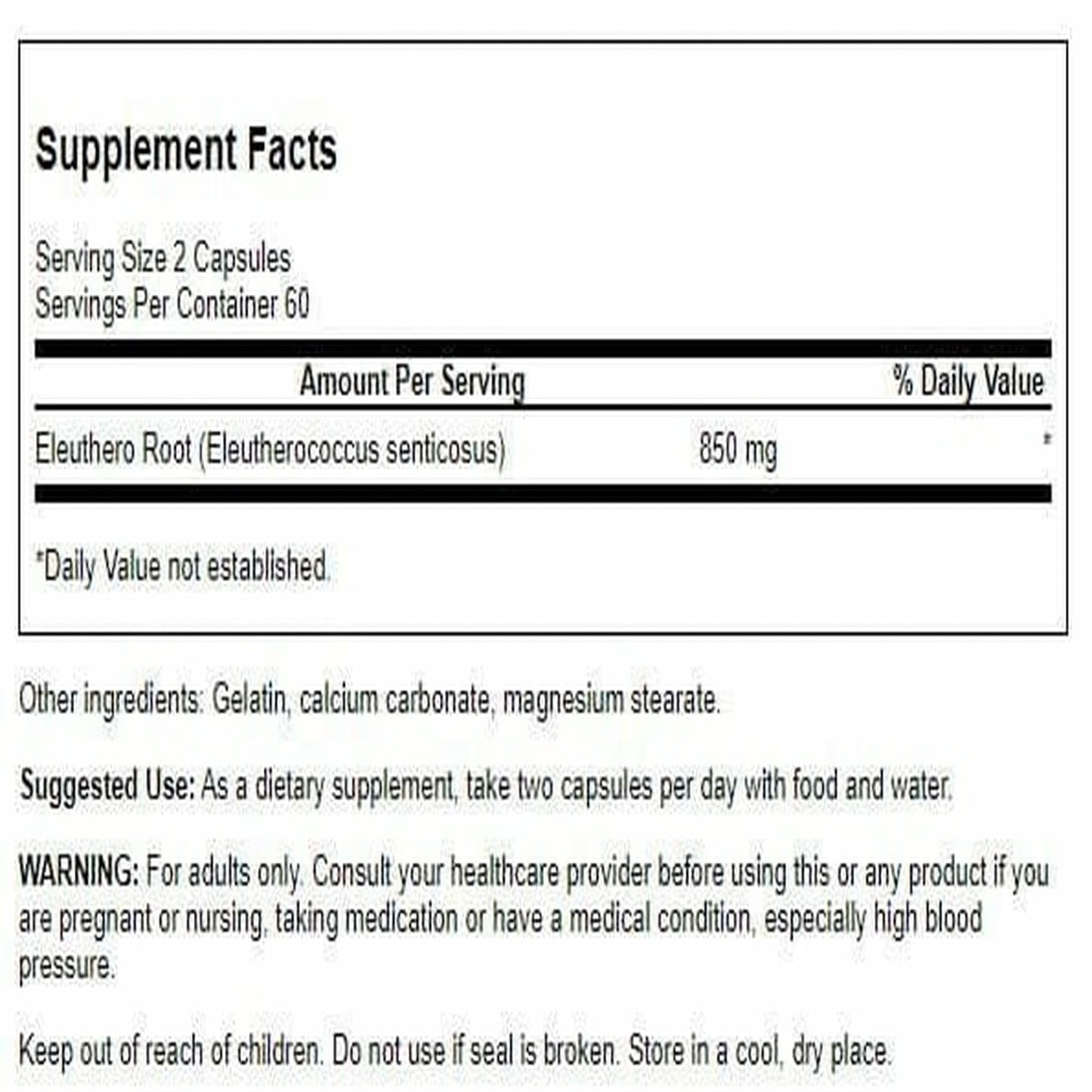 Swanson Eleuthero Root 425 Milligrams - 120 Capsules