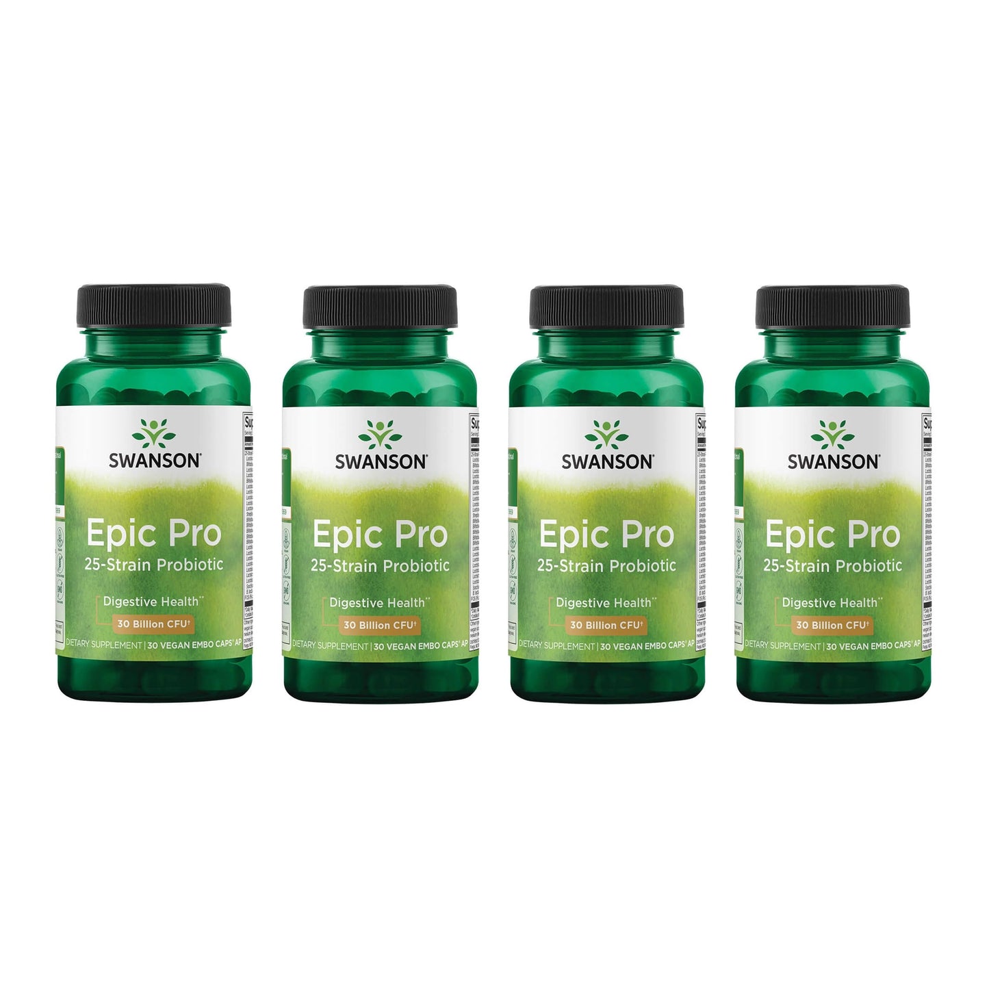 Swanson Epic-Pro 25-Strain Probiotic – 30B CFU, DRcaps, 4-Pack