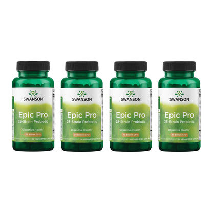 Swanson Epic-Pro 25-Strain Probiotic – 30B CFU, DRcaps, 4-Pack