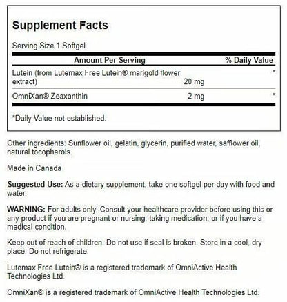 Swanson Lutein & Zeaxanthin Synergistic Eye Health - 60 Softgels (2 Pack)
