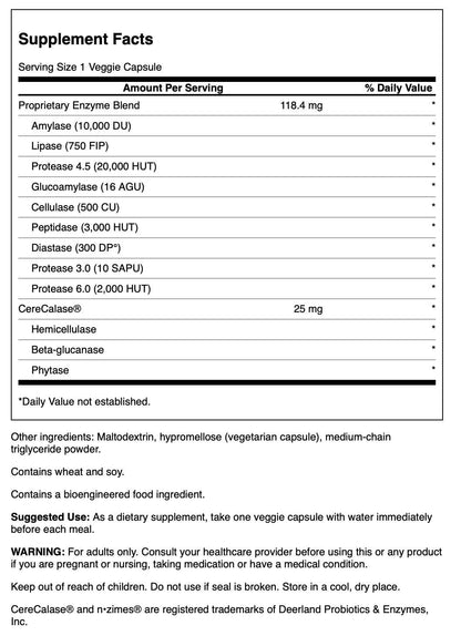 Swanson Full Spectrum N-Zimes 90 Veg Capsules Enzyme - Vegetarian Digestive Support