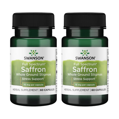 Swanson Full Spectrum Saffron – Organic Spanish Saffron, Mood Support (60 Veggie Capsules, 15 mg) 2 Pack