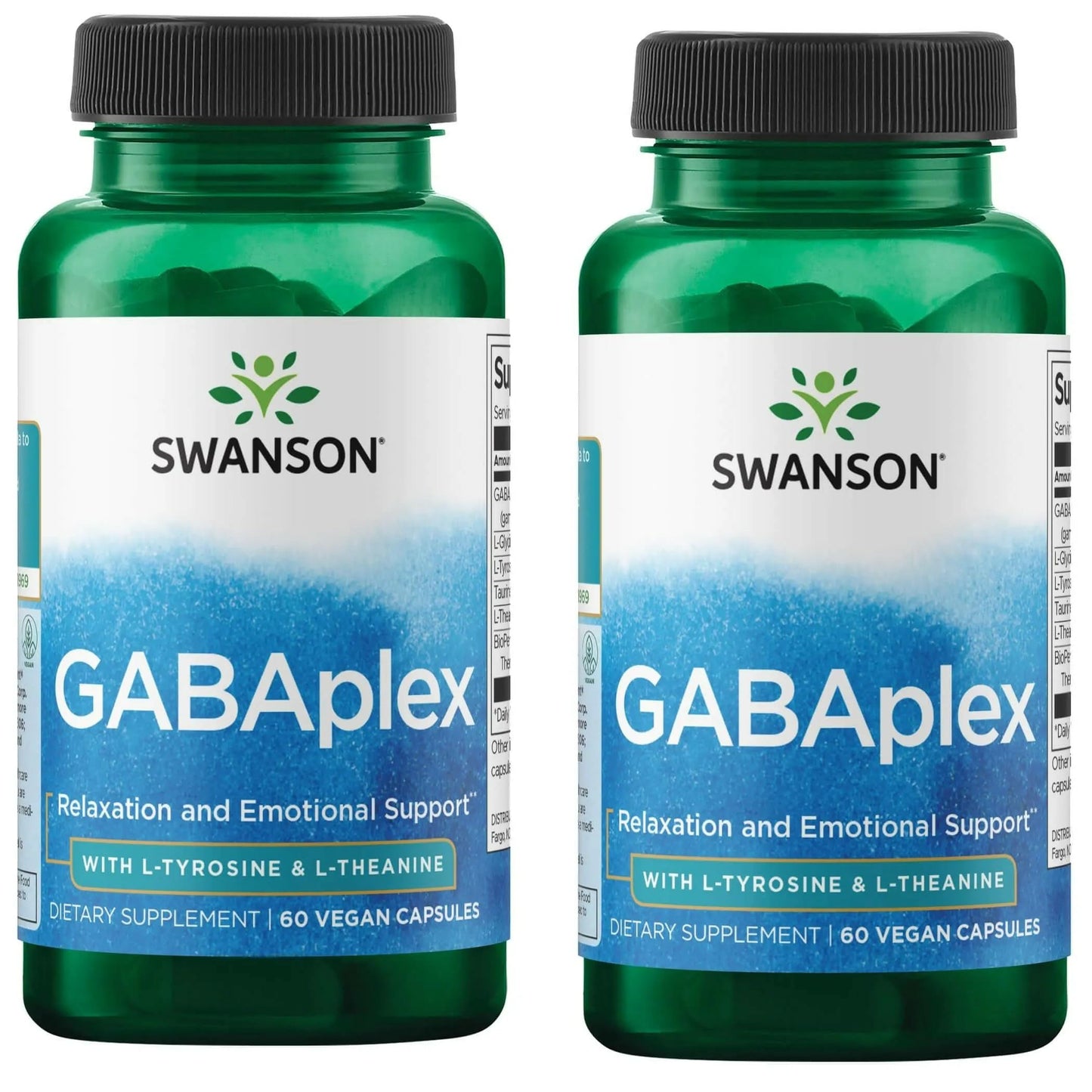 Swanson Gabaplex Amino Acid with L-Tyrosine & L-Theanine - 60 Veg Capsules (2 Pack)