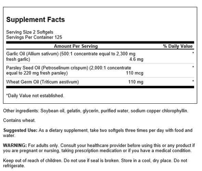 Swanson Garlic & Parsley - Heart & Immune Support | Garlic Oil & Parsley Seed Oil (250 Softgels)