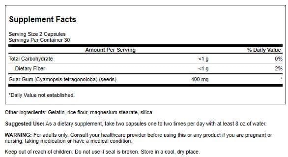 Swanson Full Spectrum Guar Gum 400 mg – 60 Caps (3 Pack) | Plant-Based Fiber