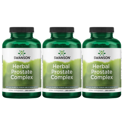 Swanson Herbal Prostate Complex - Men's Supplement - Pygeum, Saw Palmetto & Stinging Nettle - (200 Capsules) (3 Pack)