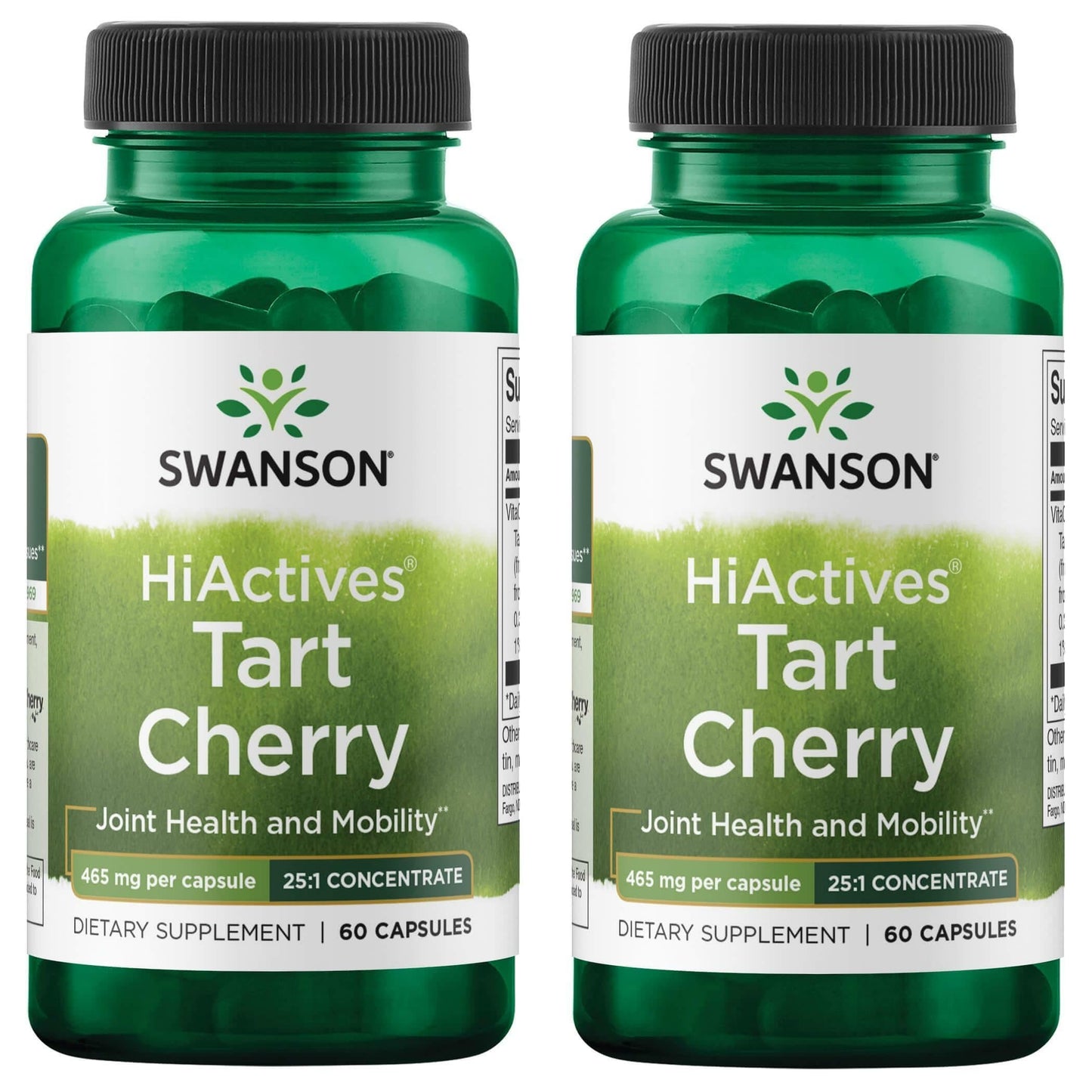 Swanson HiActives Tart Cherry - Natural Joint Health Supplement for Mobility & Flexibility (60 Capsules, 2 Pack, 465mg per Capsule)
