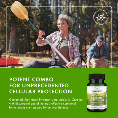 Swanson Indole-3-Carbinol with Resveratrol (I3C) - Cellular Protection & Hormone Balance - 60 Caps