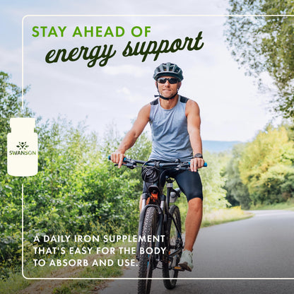 Swanson Iron (Ferrous Fumarate) – Energy Support, Oxygen Delivery & Fatty Acid Metabolism | 60 Caps, 18 mg