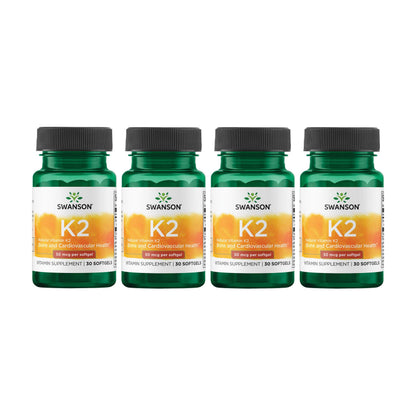 Swanson Natural Vitamin K2 (Menaquinone-7 from Natto) 50 mcg – 4 Pack, 120 Softgels