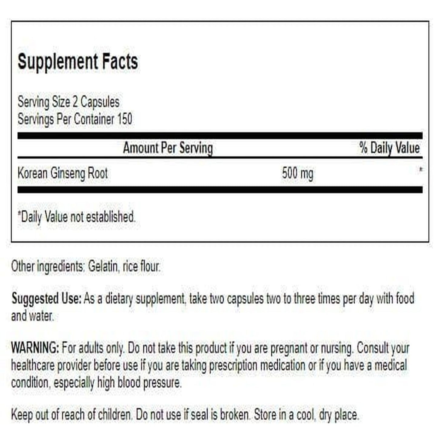 Swanson Korean Ginseng 250 mg – 300 Capsules | Energy & Immune Support